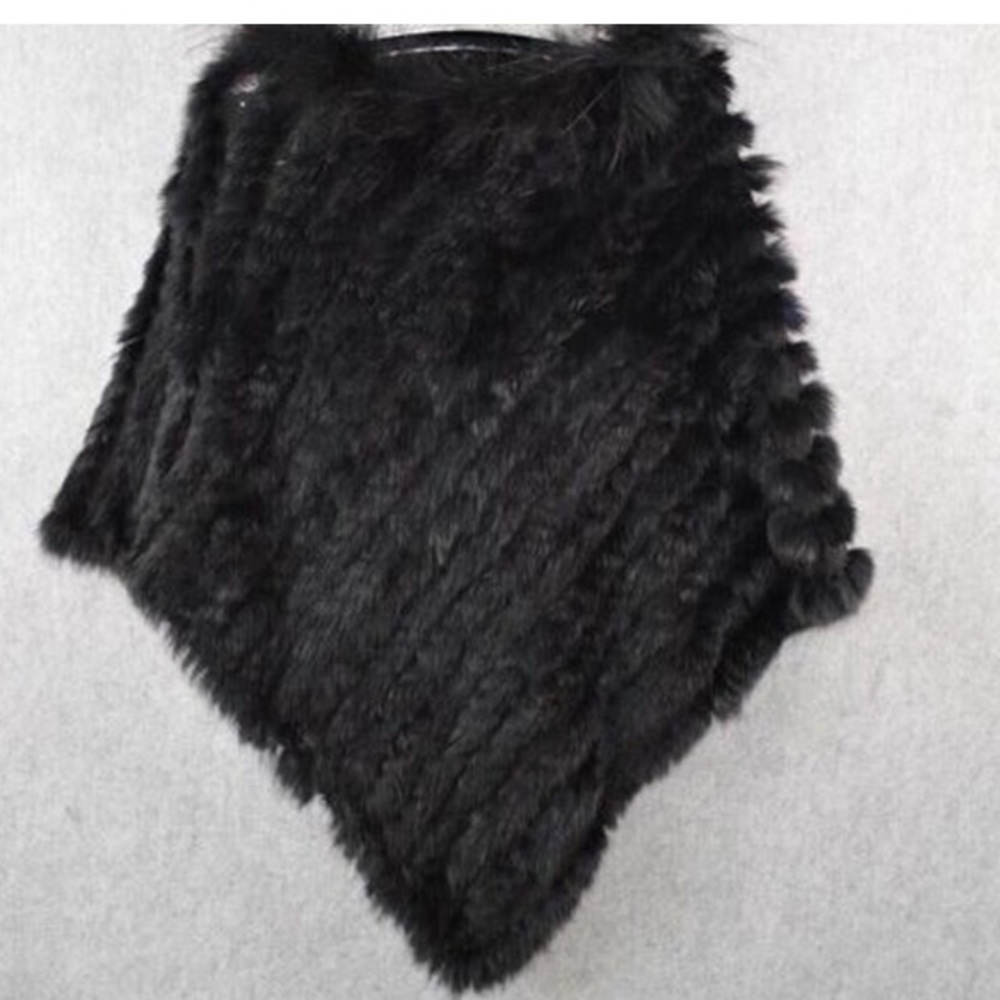 Black Fur Adrienne Landau Poncho Cape NWT - Picture 7 of 11